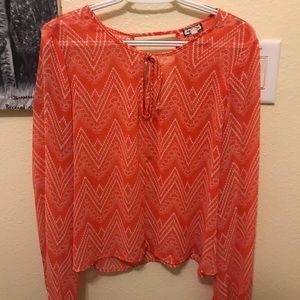 Eye Shadow Salmon Long Sleeve Blouse